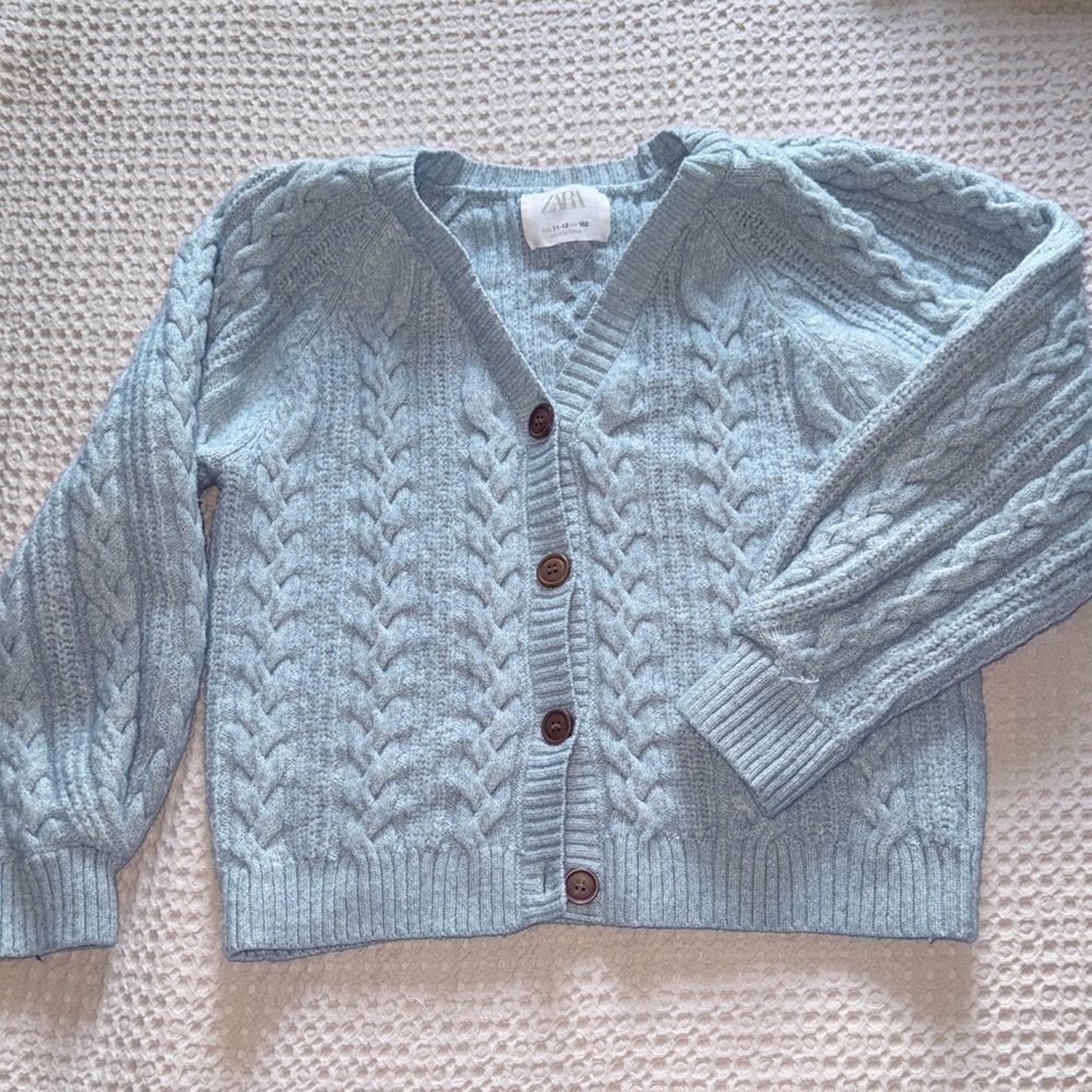 Zara Sky Blue Cable Knit Cardigan